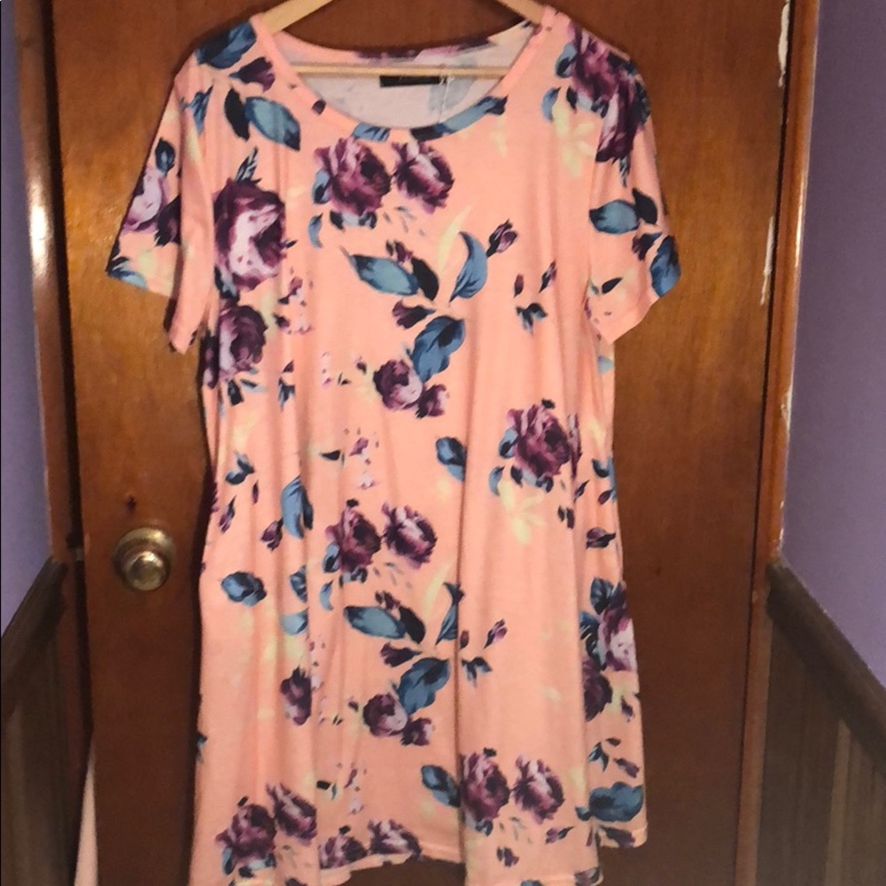 Peach floral dress